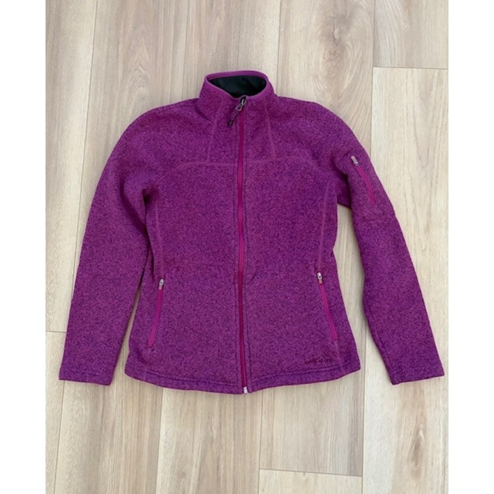 Eddie Bauer Womens Full Zip Fleece Jacket Purple Outdoor Warm Layering Petite S